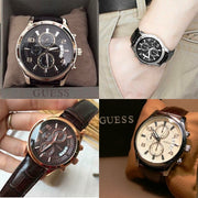 Shop Authentic Guess Exec Chronograph Quartz Black Dial Black Leather Strap Watch for Men - W0076G1 - Luxxuri