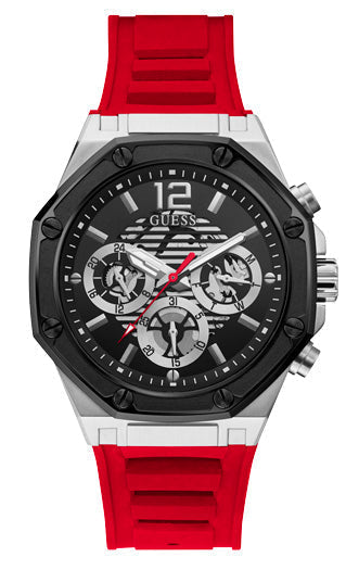  Shop Authentic Guess Momentum Black Dial Red Rubber Strap Watch for Men - GW0263G3 - Luxxuri