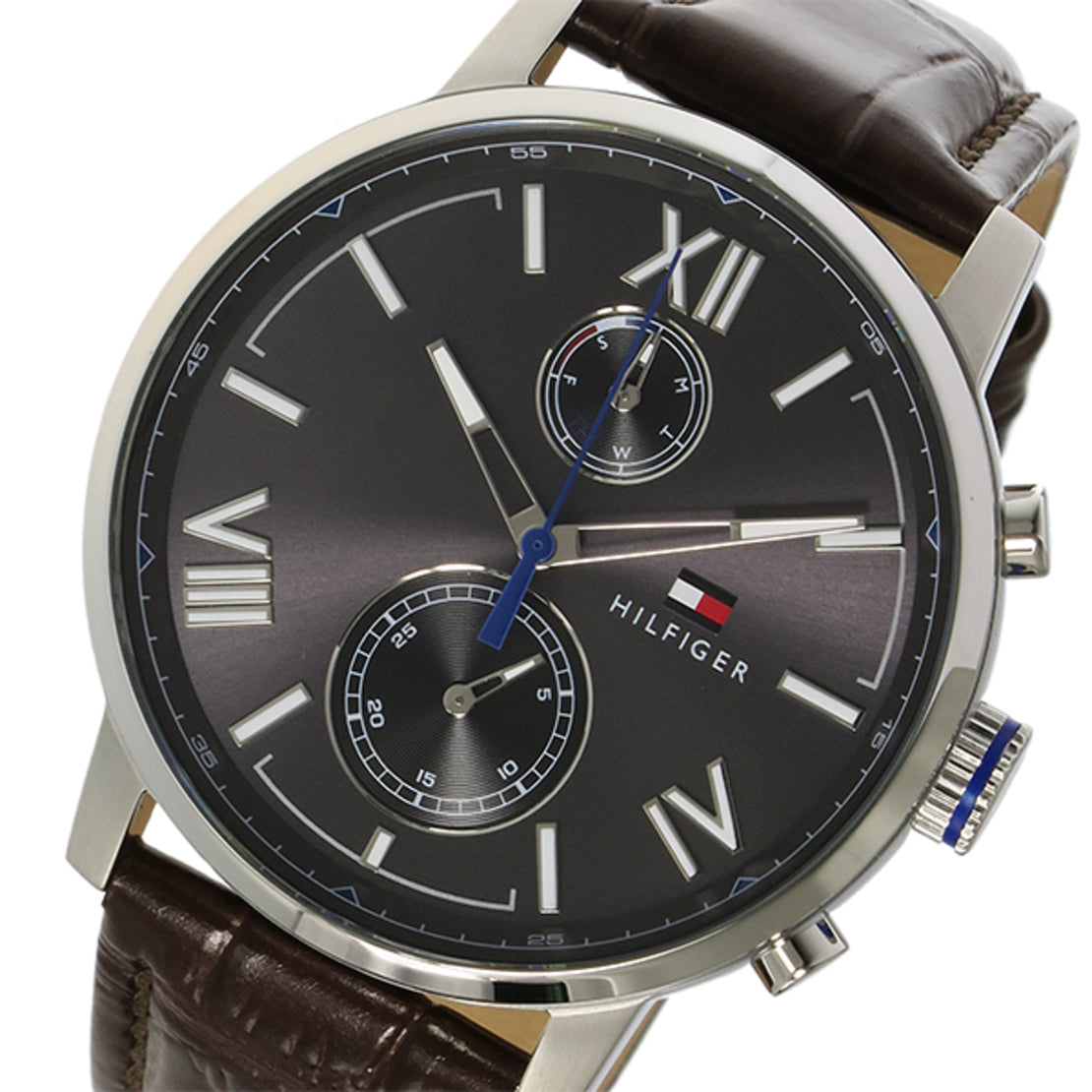  Shop Authentic Tommy Hilfiger Aiden Quartz Black Dial Brown Leather Strap Watch for Men - 1791309 - Luxxuri