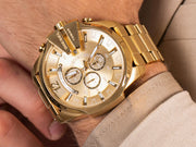  Shop Authentic Diesel Mega Chief Gold Dial Gold Steel Strap Watch For Men - DZ4360 - Luxxuri