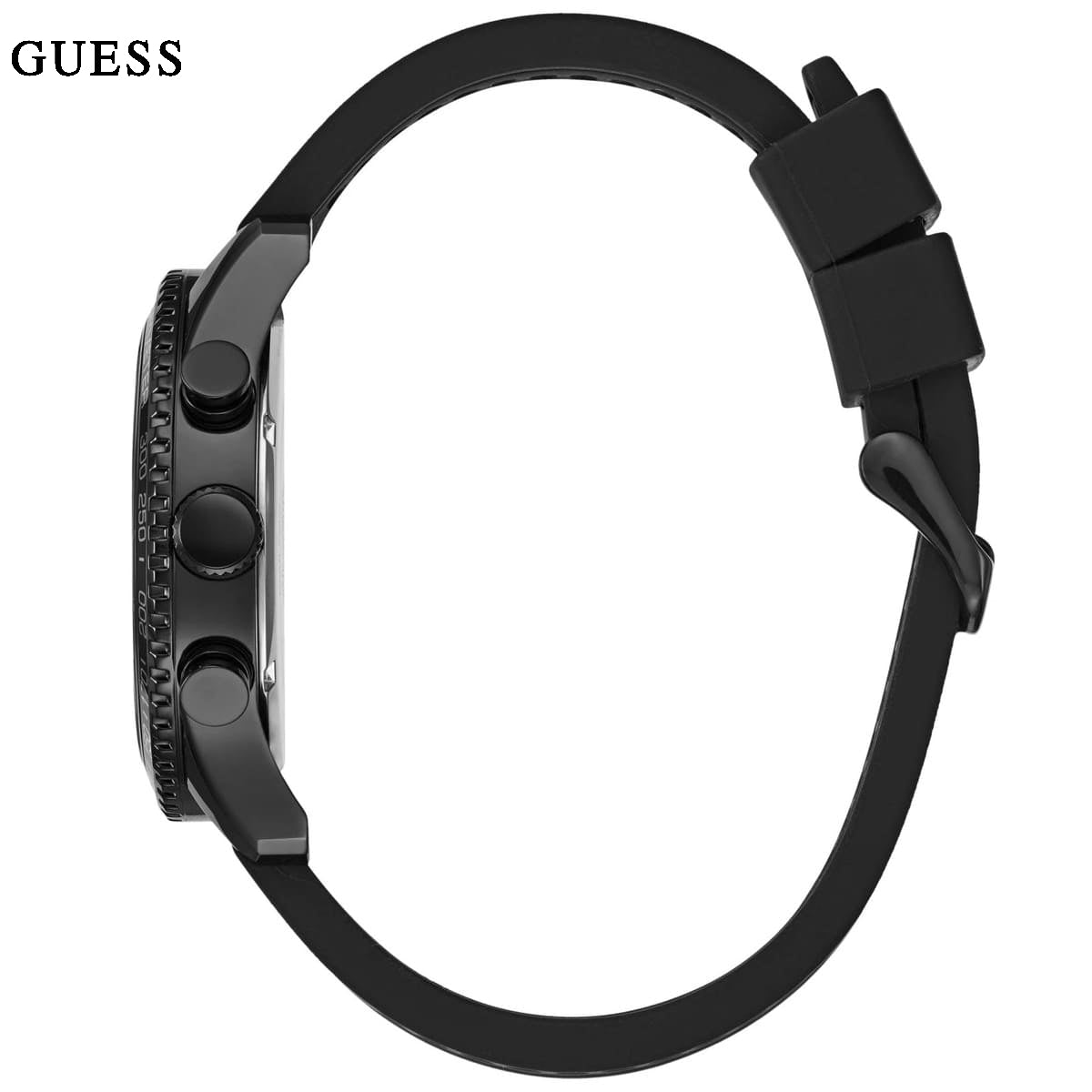  Shop Authentic Guess Fleet Chronograph Black Dial Black Rubber Strap Watch for Men - W0971G1 - Luxxuri