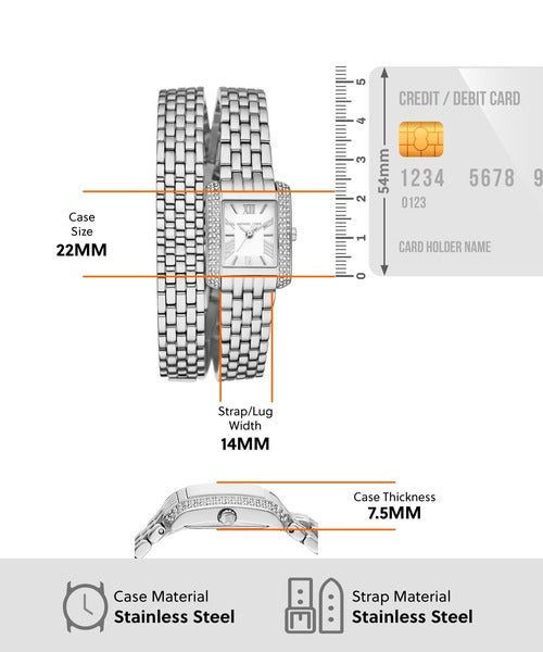  Shop Authentic Michael Kors Emery Pave Double Wrap White Dial Silver Steel Strap Watch for Women - MK4834 - Luxxuri