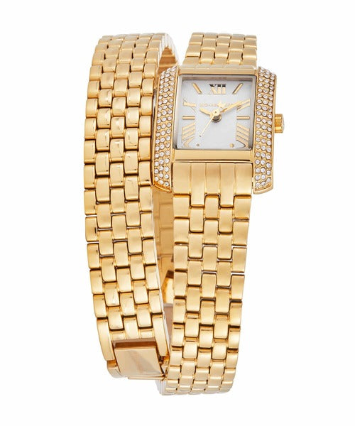  Shop Authentic Michael Kors Emery Pave Double Wrap White Dial Gold Steel Strap Watch for Women - MK4833 - Luxxuri