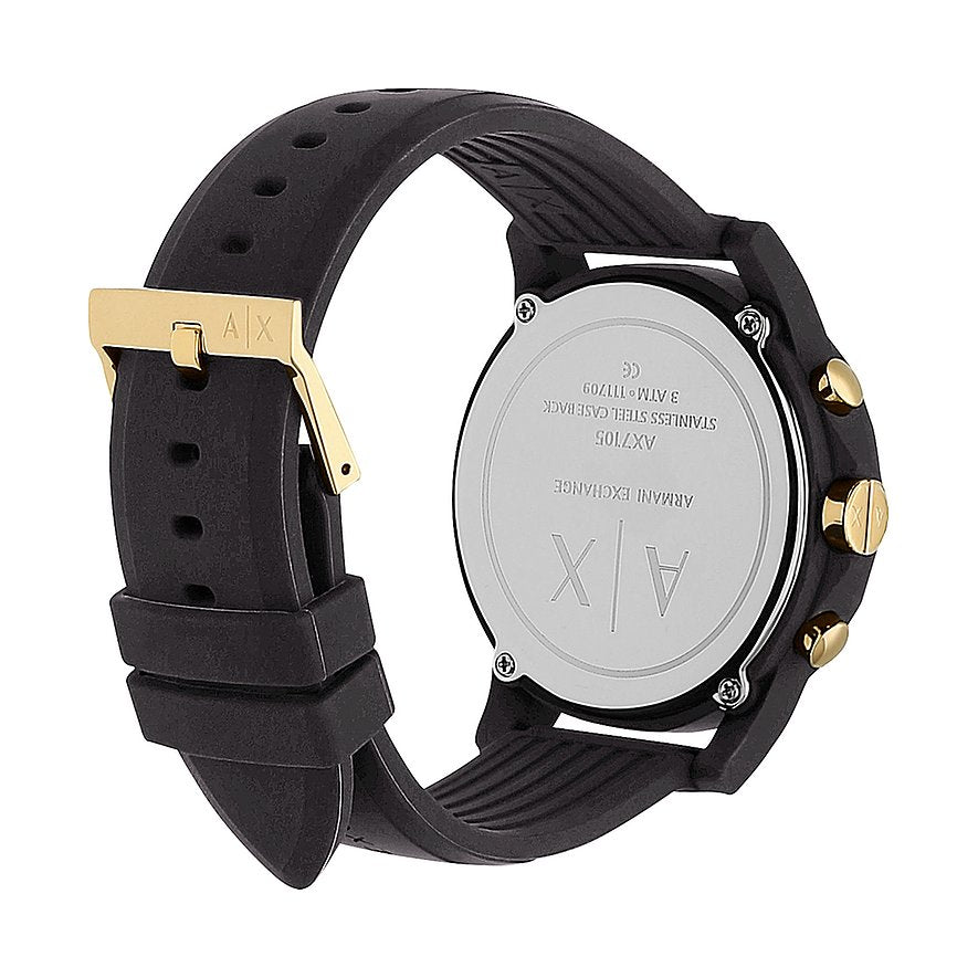  Shop Authentic Armani Exchange Outerbanks Chronograph Black Dial Black Steel Strap Watch For Men - AX7105 - Luxxuri