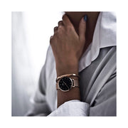  Shop Authentic Daniel Wellington Classic Petite Melrose Black Dial Rose Gold Mesh Bracelet Watch For Women - DW00100217 - Luxxuri