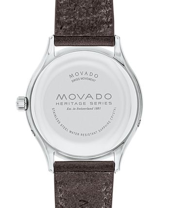  Shop Authentic Movado Heritage Moonphase Blue Dial Brown Leather Strap Watch For Women - 3650009 - Luxxuri