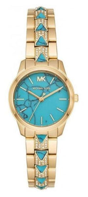  Shop Authentic Michael Kors Petite Runway Mercer Blue Dial Gold Steel Strap Watch For Women - MK6673 - Luxxuri