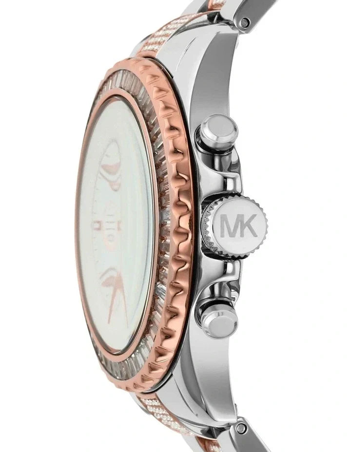  Shop Authentic Michael Kors Everest Chronograph Silver Dial Two Tone Steel Strap Watch For Women - MK6975 - Luxxuri