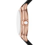  Shop Authentic Emporio Armani Mia Three Hand Crystals Silver Dial Black Leather Strap Watch For Women - AR11631 - Luxxuri