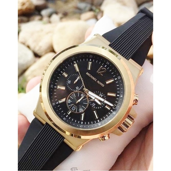  Shop Authentic Michael Kors Dylan Chronograph Black Dial Black Rubber Strap Watch for Men - MK8445 - Luxxuri