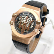  Shop Authentic Maserati Potenza Automatic Rose Gold Dial Black Leather Strap Watch For Men - R8821108002 - Luxxuri
