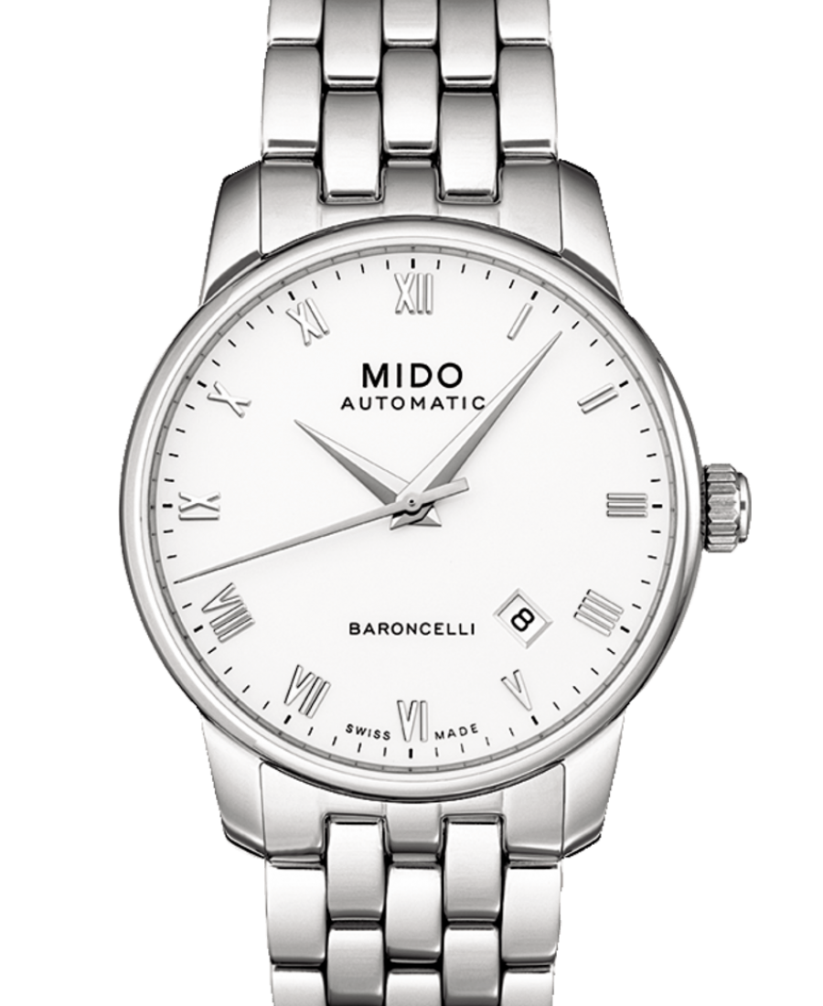  Shop Authentic Mido Baroncelli III Automatic White Dial Silver Steel Strap Watch For Women - M7600.4.26.1 - Luxxuri