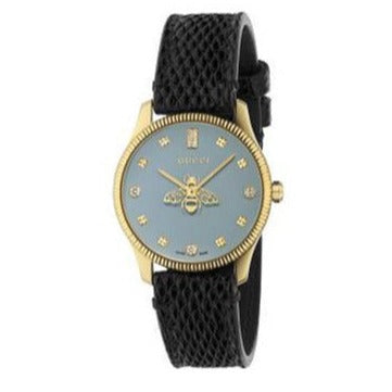  Shop Authentic Gucci G Timeless Quartz Blue Dial Black Leather Strap Watch For Men - YA1265018 - Luxxuri