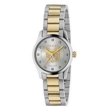 Shop Authentic Gucci G Timeless Quartz Diamonds Silver Dial Two Tone Steel Strap Watch For Women - YA1265016 - Luxxuri