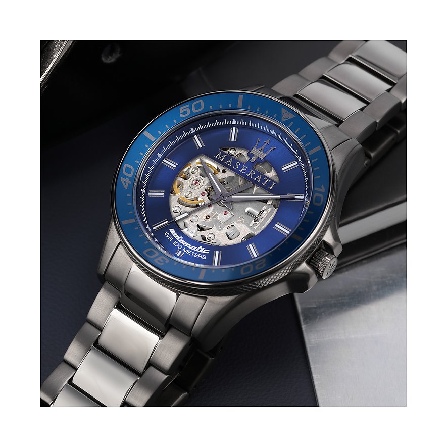  Shop Authentic Maserati SFIDA Automatic Blue Dial Silver Steel Strap Watch For Men - R8823140001 - Luxxuri
