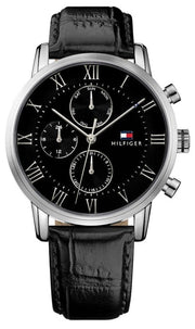  Shop Authentic Tommy Hilfiger Kane Quartz Black Dial Black Leather Strap Watch for Men - 1791401 - Luxxuri