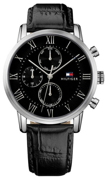  Shop Authentic Tommy Hilfiger Kane Quartz Black Dial Black Leather Strap Watch for Men - 1791401 - Luxxuri