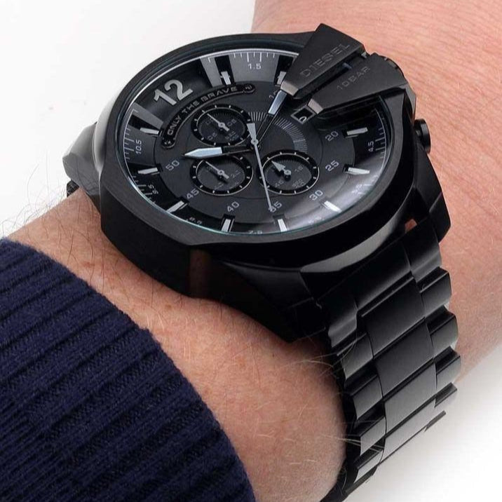  Shop Authentic Diesel Mega Chief Chronograph Black Dial Black Stainless Steel Watch For Men - DZ4355 - Luxxuri