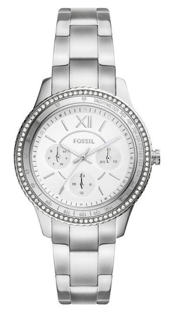  Shop Authentic Fossil Stella Sport Multifunction Silver Dial Silver Steel Strap Watch for Women - ES5108 - Luxxuri