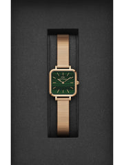  Shop Authentic Daniel Wellington Quadro Studio Green Dial Rose Gold Mesh Strap Watch For Women - DW00100520 - Luxxuri