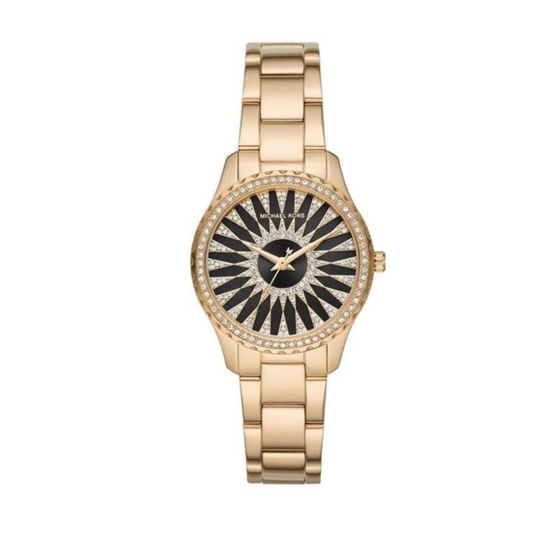 Shop Authentic Michael Kors Layton Quartz Black Dial Gold Steel Strap Watch For Women - MK6892 - Luxxuri