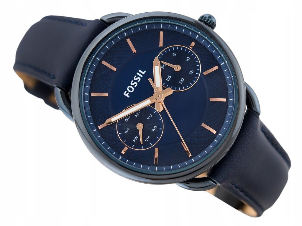  Shop Authentic Fossil Tailor Blue Dial Blue Leather Strap Watch for Women - ES4092 - Luxxuri