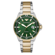  Shop Authentic Emporio Armani Diver Chronograph Green Dial Two Tone Steel Strap Watch For Men - AR80063 - Luxxuri