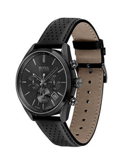  Shop Authentic Hugo Boss Grand Prix Black Dial Black Leather Strap Watch for Men - 1513474 - Luxxuri