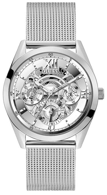  Shop Authentic Guess Tailor Multifunction Silver Dial Silver Mesh Bracelet Watch for Men - GW0368G1 - Luxxuri
