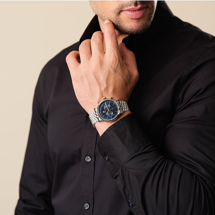  Shop Authentic Maserati Epoca Chronograph Blue Dial Silver Steel Strap Watch For Men - R8873618024 - Luxxuri