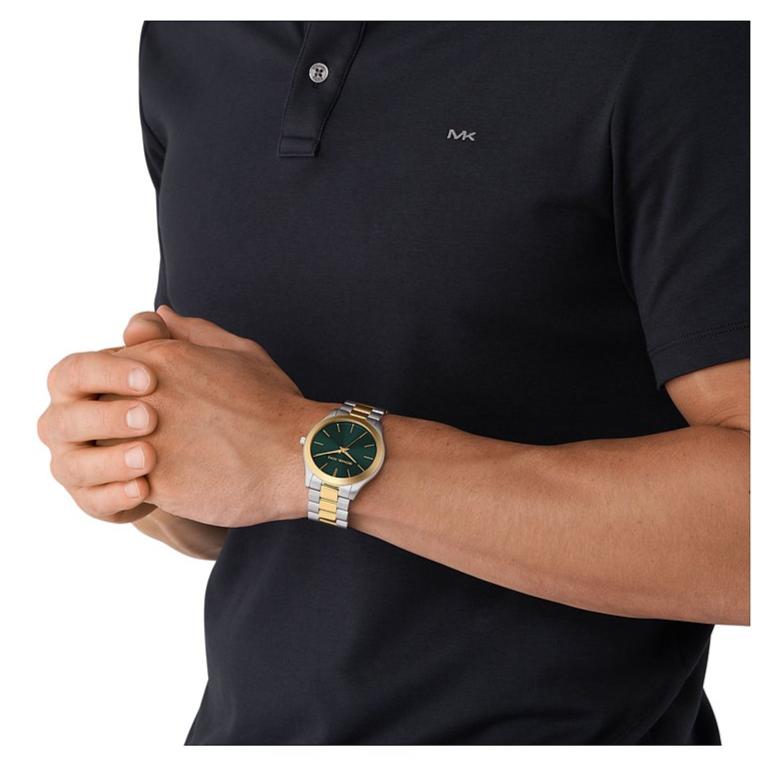 Shop Authentic Michael Kors Slim Runway Quartz Green Dial Two Tone Steel Strap Watch for Women - MK9149 - Luxxuri