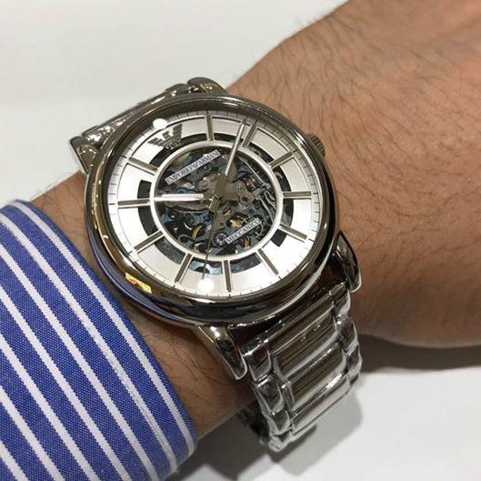  Shop Authentic Emporio Armani Meccanico Automatic Silver Dial Silver Steel Strap Watch for Men - AR60006 - Luxxuri