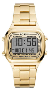  Shop Authentic Fossil Retro Digital Gold Dial Gold Steel Strap Watch for Men - FS5843 - Luxxuri