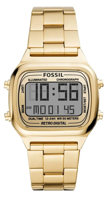  Shop Authentic Fossil Retro Digital Gold Dial Gold Steel Strap Watch for Men - FS5843 - Luxxuri