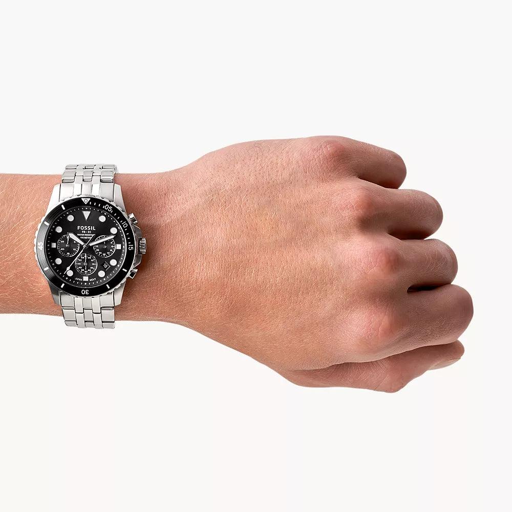  Shop Authentic Fossil FB-01 Chronograph Black Dial Silver Steel Strap Watch for Men - FS5837 - Luxxuri