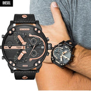  Shop Authentic Diesel Mr Daddy 2.0 Black Dial Black Leather Strap Watch For Men - DZ7350 - Luxxuri