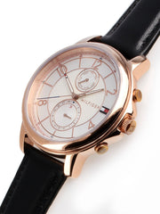  Shop Authentic Tommy Hilfiger Claudia White Dial Black Leather Strap Watch for Women - 1781817 - Luxxuri