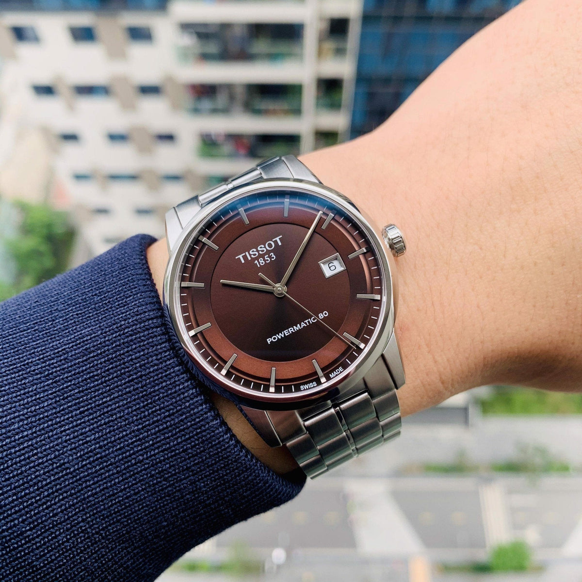  Shop Authentic Tissot Luxury Powermatic 80 Brown Dial Silver Steel Strap Watch For Men - T086.407.11.291.00 - Luxxuri