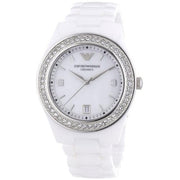  Shop Authentic Emporio Armani Ceramica White Mother of Pearl Dial Stainless Steel Strap Watch For Women - AR1426 - Luxxuri