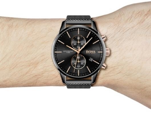  Shop Authentic Hugo Boss Associate Black Dial Black Mesh Bracelet Watch for Men - 1513811 - Luxxuri
