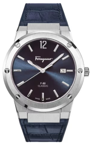  Shop Authentic Salvatore Ferragamo F-80 Classic Blue Dial Blue Leather Strap Watch for Men - SFDT00719 - Luxxuri