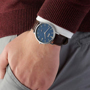  Shop Authentic Hugo Boss Corporal Blue Dial Brown Leather Strap Watch for Men - 151363 - Luxxuri