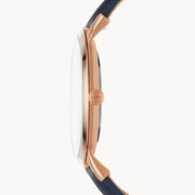  Shop Authentic Fossil The Minimalist Slim White Dial Blue Leather Strap Watch for Men - FS5371 - Luxxuri
