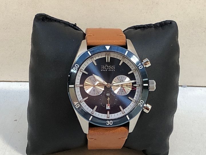  Shop Authentic Hugo Boss Santiago Blue Dial Brown Leather Strap Watch for Men - 1513860 - Luxxuri