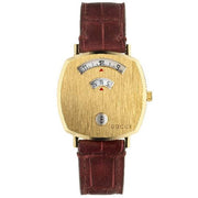  Shop Authentic Gucci Grip Quartz Gold Dial Maroon Leather Strap Watch For Women - YA157402 - Luxxuri