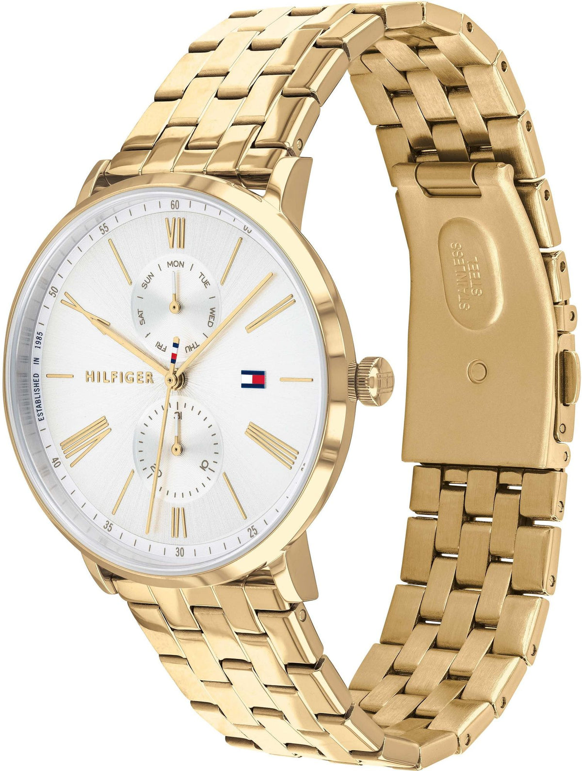  Shop Authentic Tommy Hilfiger Jenna Quartz White Dial Gold Steel Strap Watch for Women - 1782069 - Luxxuri