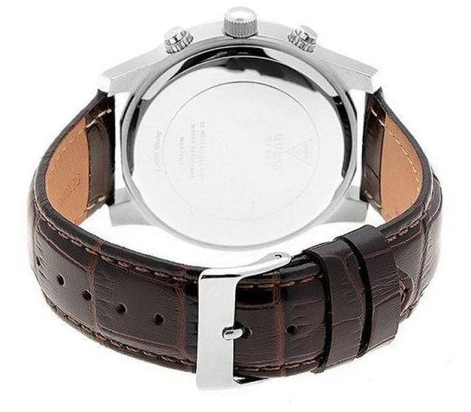  Shop Authentic Guess Exec Chronograph Quartz Gold Dial Brown Leather Strap Watch for Men - W0076G3 - Luxxuri