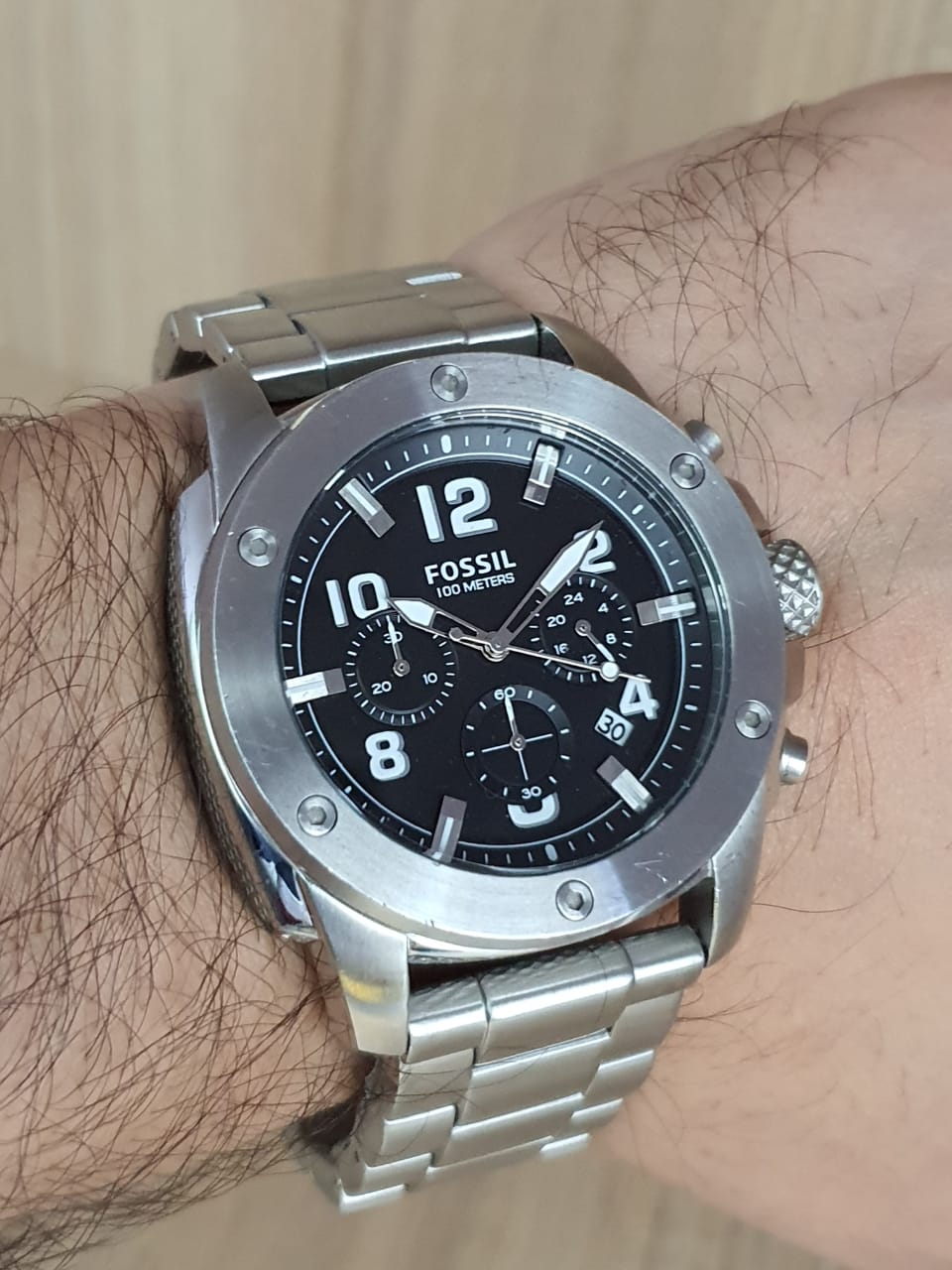  Shop Authentic Fossil Modern Machine Black Dial Silver Steel Strap Watch for Men - FS4926 - Luxxuri