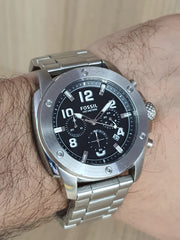  Shop Authentic Fossil Modern Machine Black Dial Silver Steel Strap Watch for Men - FS4926 - Luxxuri