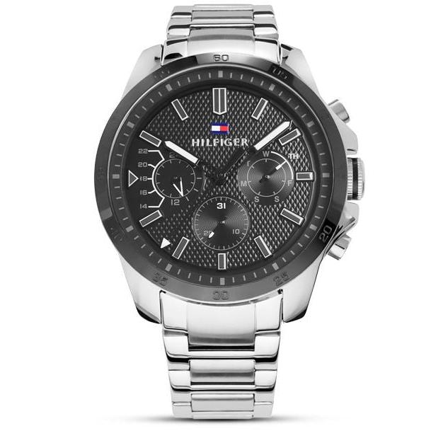  Shop Authentic Tommy Hilfiger Iconic Quartz Black Dial Silver Steel Strap Watch for Men - 1791564 - Luxxuri